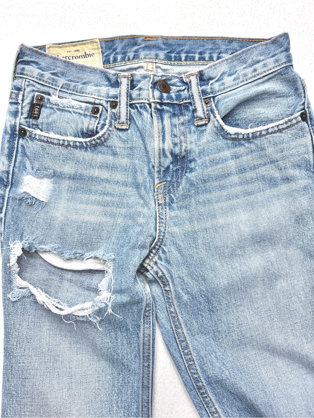 Abercrombie & Fitch Bootcut Jeans Kids 12 Slim Light Blue Distressed
